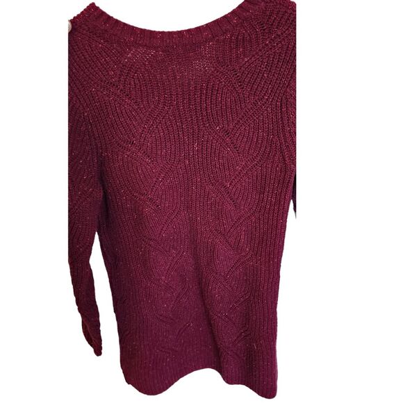 Christopher & Banks Women's Small Burgundy Tunic Sweater, Long Sleeved V Neck - Picture 4 of 6